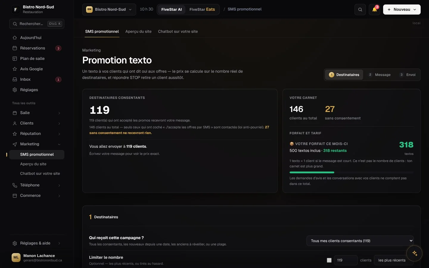 Promotion par texto : seuls les clients consentants reçoivent le message